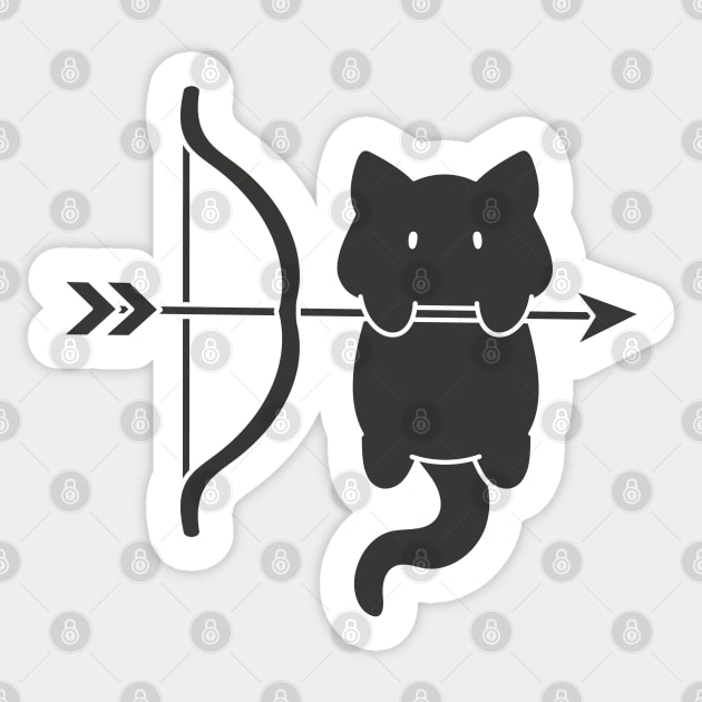 Sagittarius Cat Zodiac Sign (Black and White) Sticker by artdorable